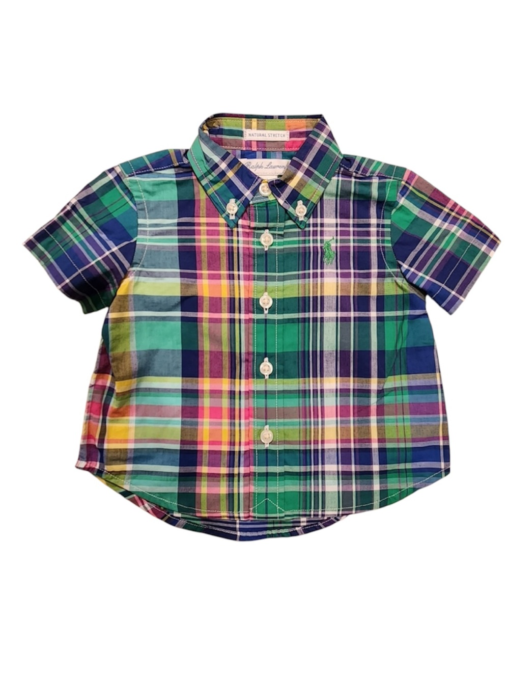 NWT Ralph Lauren Baby Boy Plaid Short Sleeve Button-Down Shirt Preppy Classic